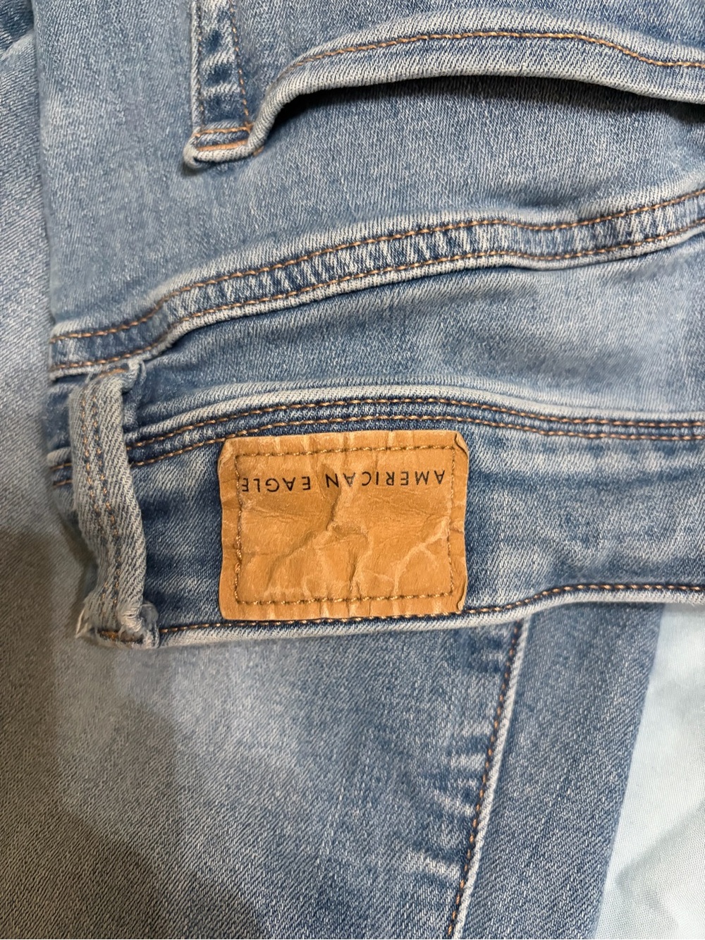 American Eagle Outfitters Light Wash Slim flare women’s Jeans with Leather Patch